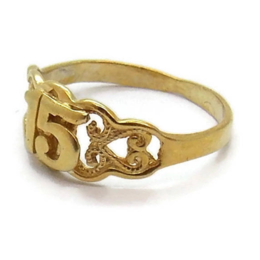 COPY - Ring Girl's Quinceañera 15 Years 14k Yellow Gold. - Picture 3 of 5